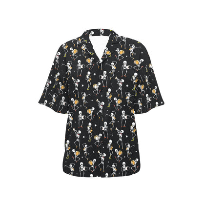 Skeleton Dance Print Women's Hawaiian Shirt