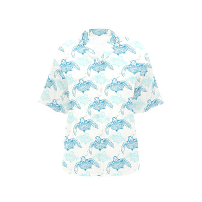 Sea Turtle Pattern Print Design T01 Women's Hawaiian Shirt