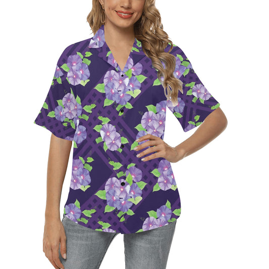 Morning Glory Pattern Print Design MG03 Women's Hawaiian Shirt