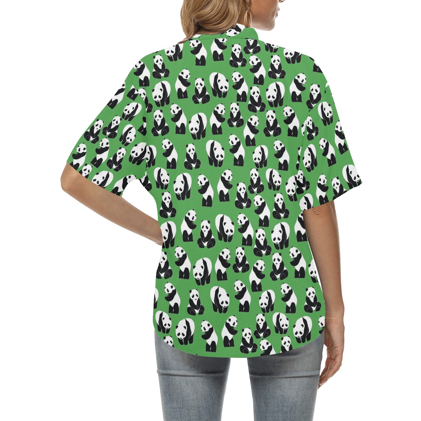 Panda Bear Pattern Themed Print Women's Hawaiian Shirt