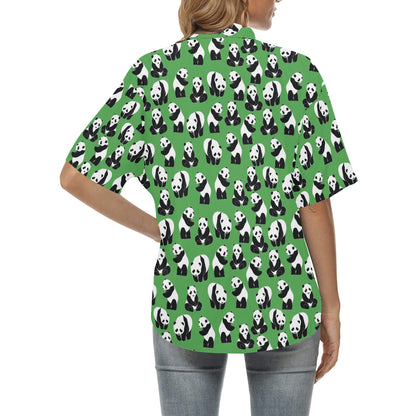 Panda Bear Pattern Themed Print Women's Hawaiian Shirt