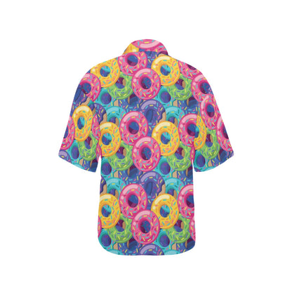 Donut Pattern Print Design DN010 Women's Hawaiian Shirt