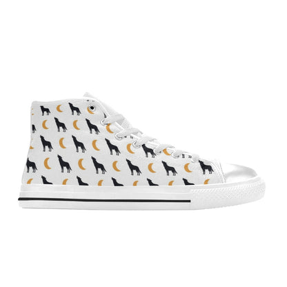 Wolf Moon Print Design LKS302 High Top Women's White Shoes