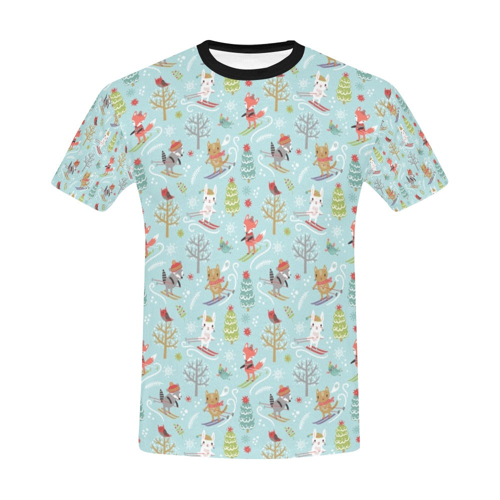 Ski Fox Cute Print Design LKS303 Men's All Over Print T-shirt