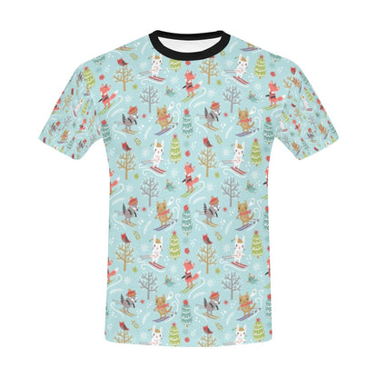 Ski Fox Cute Print Design LKS303 Men's All Over Print T-shirt