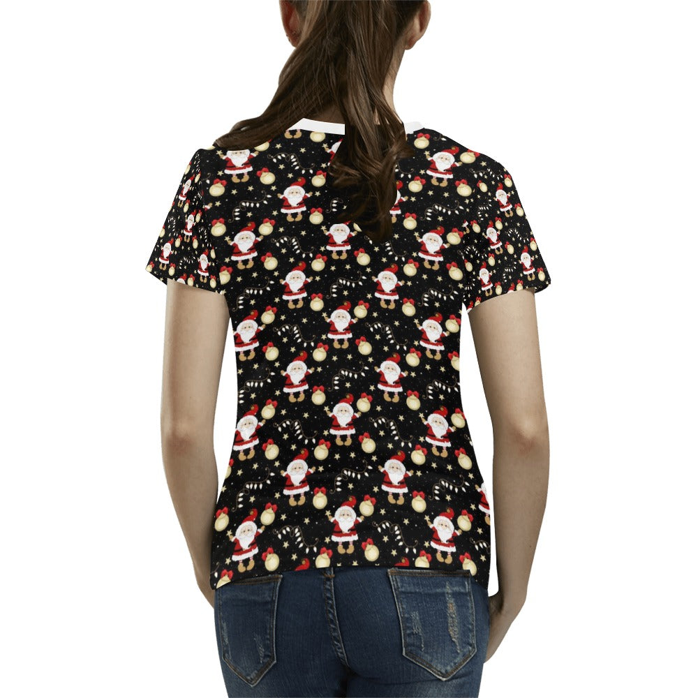 Santa Christmas Themed Print Design LKS307 Women's  T-shirt