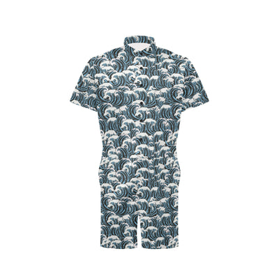 Surf Wave Pattern Print Men's Romper