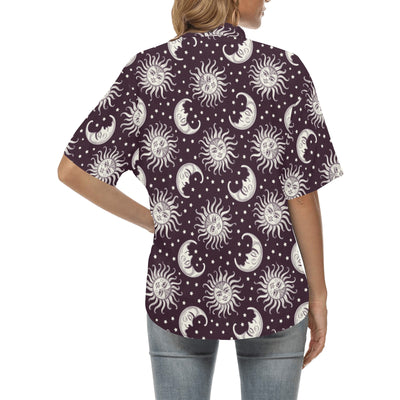 Sun Moon Face Women's Hawaiian Shirt