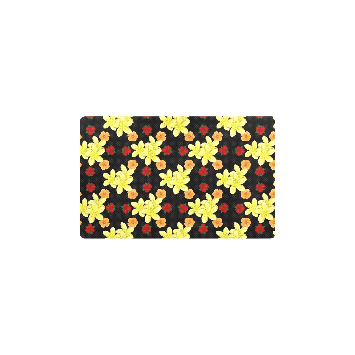 Yellow Plumeria Pattern Print Design PM04 Kitchen Mat