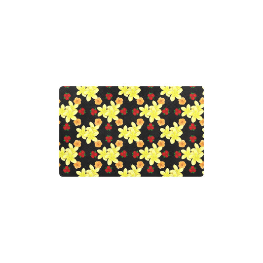 Yellow Plumeria Pattern Print Design PM04 Kitchen Mat