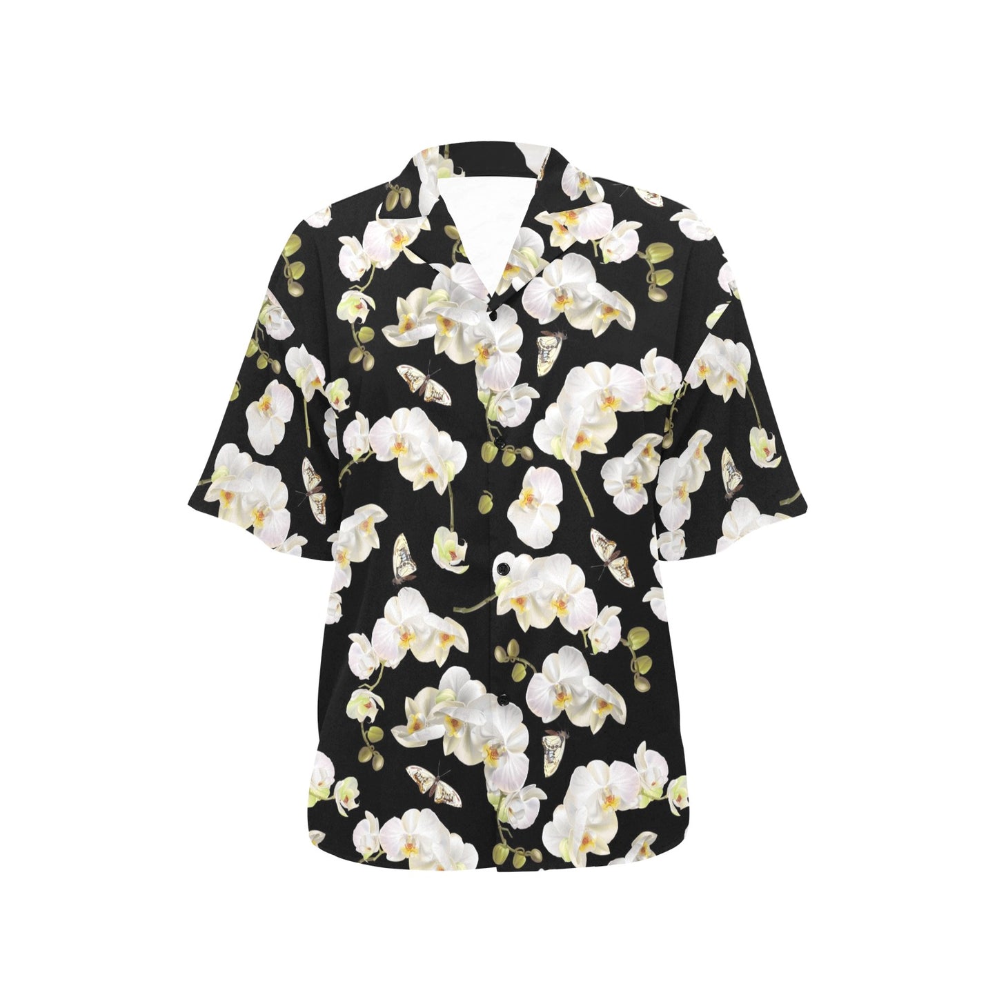 Orchid White Pattern Print Design OR011 Women's Hawaiian Shirt