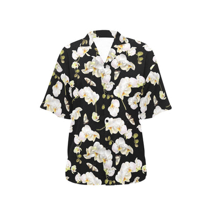 Orchid White Pattern Print Design OR011 Women's Hawaiian Shirt