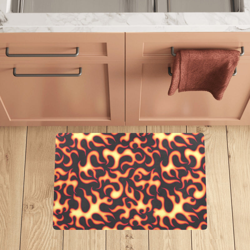 Flame Fire Themed Print Kitchen Mat