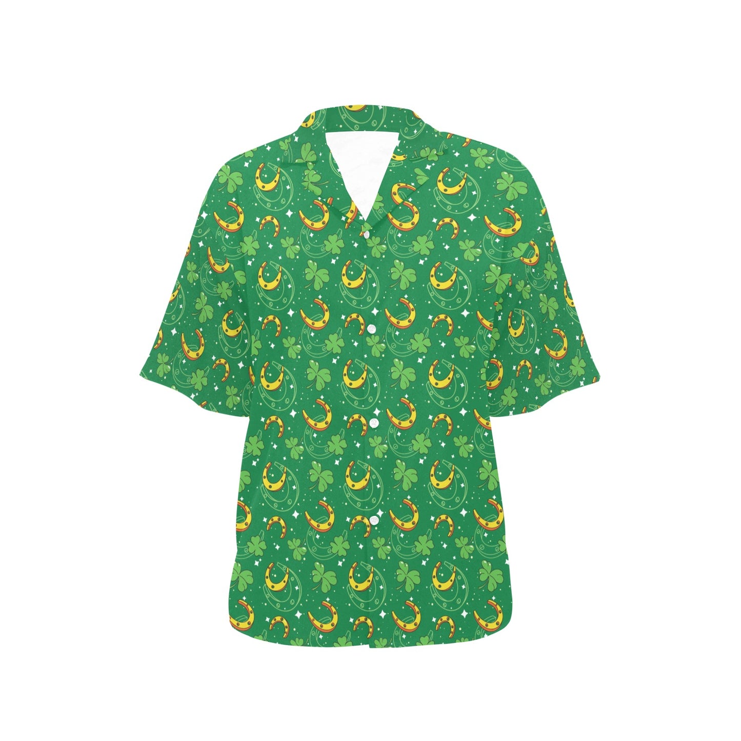 Shamrock With Horse Shoes Print Design LKS305 Women's Hawaiian Shirt
