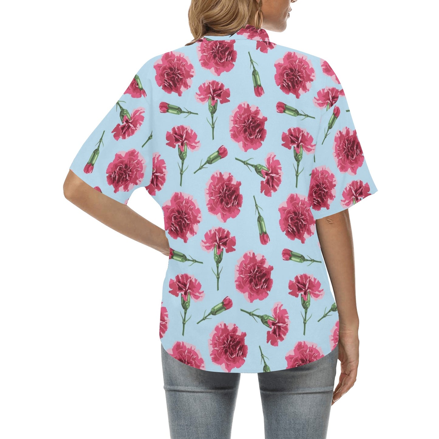 Carnations Pattern Print Design CN01 Women's Hawaiian Shirt