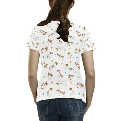 Russell Terriers With Balls Print Design LKS307 Women's  T-shirt