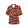 Red Hibiscus Pattern Print Design HB022 Women's Hawaiian Shirt