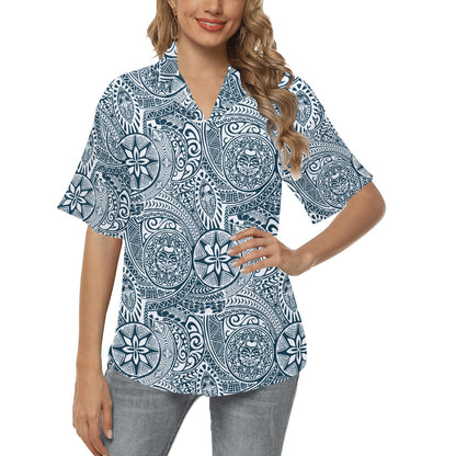 Samoan Pattern Print Design LKS306 Women's Hawaiian Shirt