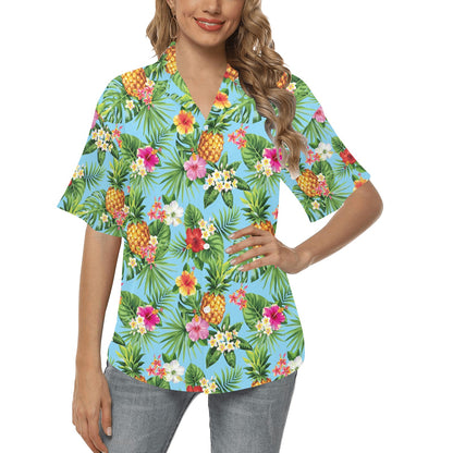 Pineapple Hawaiian flower Tropical Women's Hawaiian Shirt
