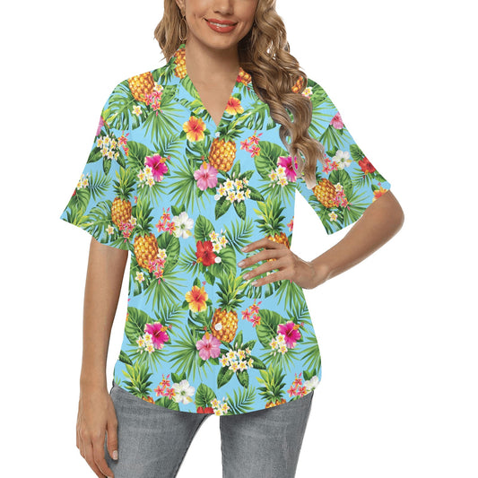 Pineapple Hawaiian flower Tropical Women's Hawaiian Shirt