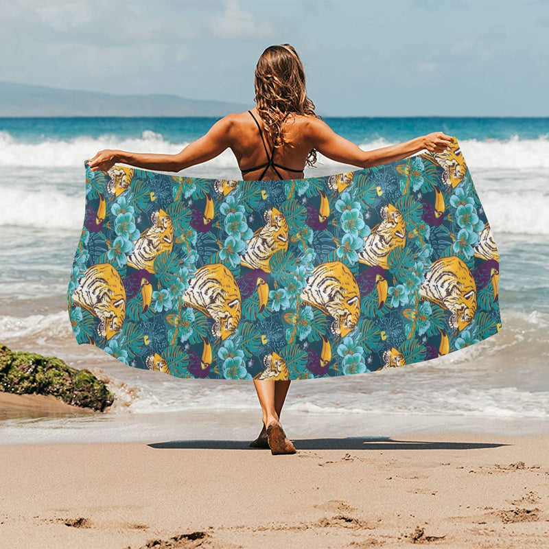 Tiger Tropical Print Design LKS301 Beach Towel 32" x 71"