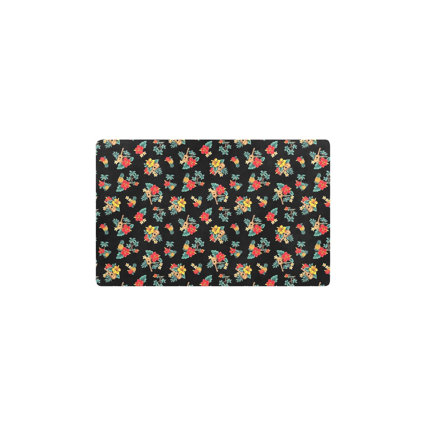 Hawaiian Flower Themed Print Kitchen Mat