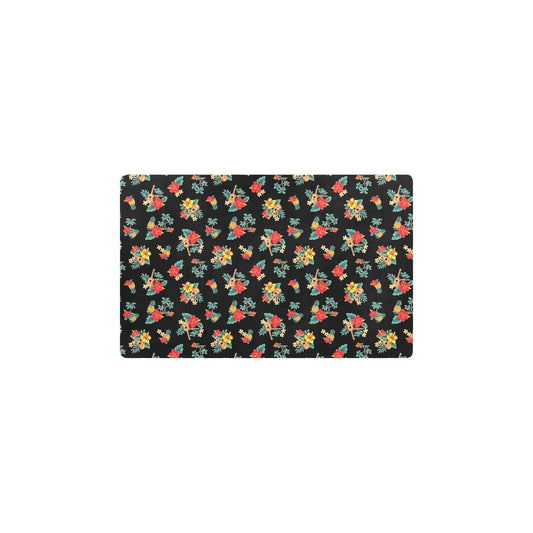 Hawaiian Flower Themed Print Kitchen Mat