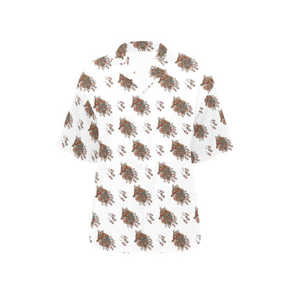 Aztec Wolf Pattern Print Design 02 Women's Hawaiian Shirt
