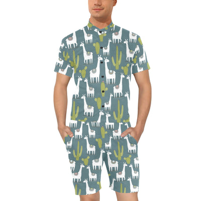 Llama Cactus Pattern Print Design 03 Men's Romper