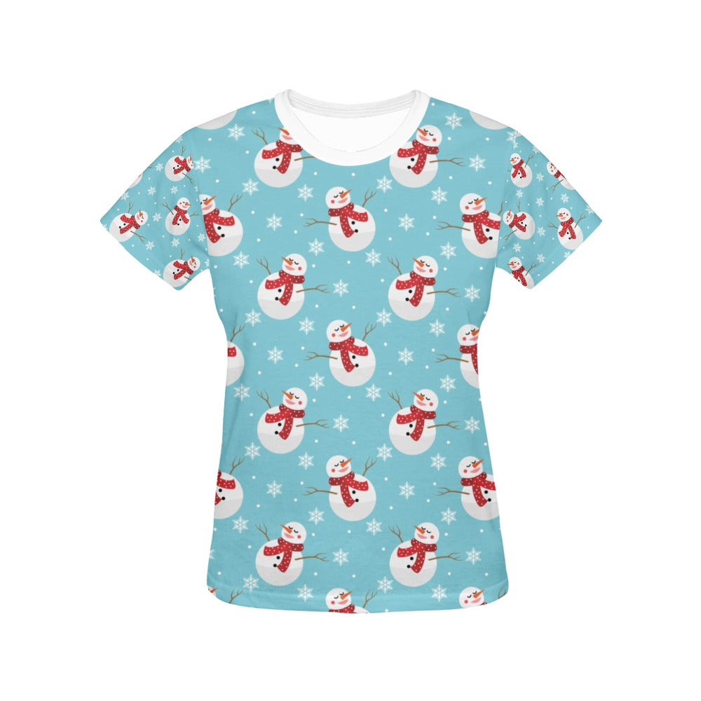 Snowman Print Design LKS304 Women's  T-shirt