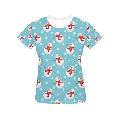 Snowman Print Design LKS304 Women's  T-shirt
