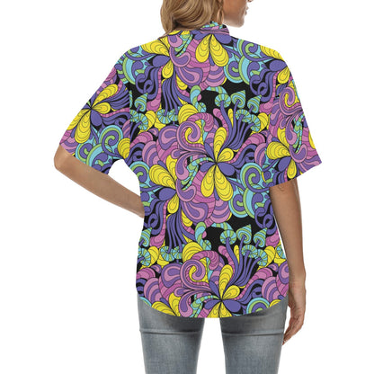 Psychedelic Pattern Print Design A04 Women's Hawaiian Shirt