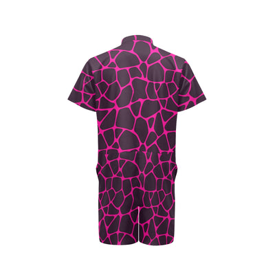 Giraffe Pink Background Texture Print Men's Romper