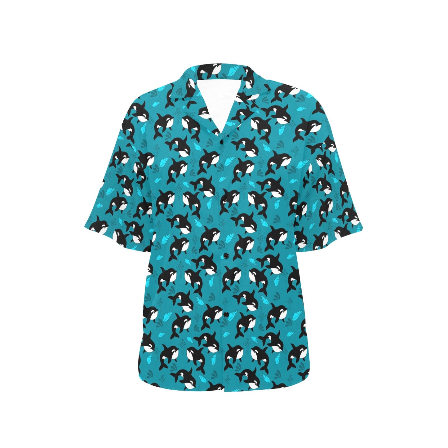 Whale Sea Design Themed Print Women's Hawaiian Shirt