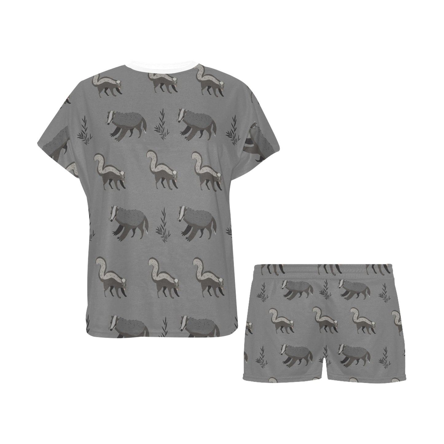 Skunk Print Design LKS301 Women's Short Pajama Set
