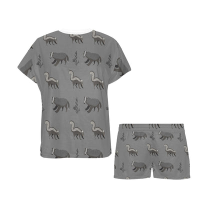 Skunk Print Design LKS301 Women's Short Pajama Set