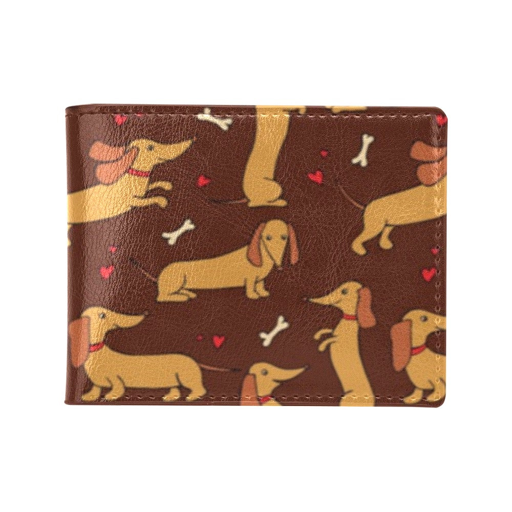 Dachshund Happy Print Pattern Men's ID Card Wallet