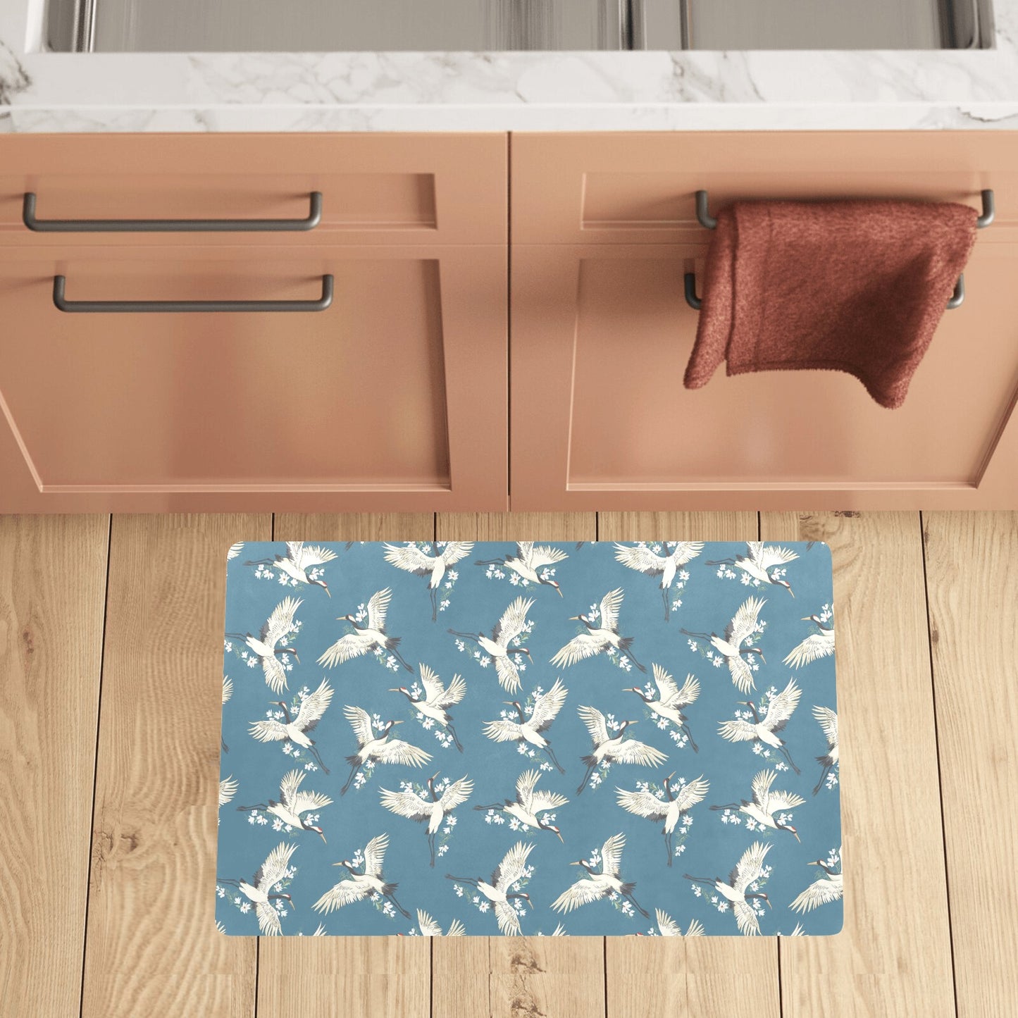 Crane Pattern Print Design 02 Kitchen Mat