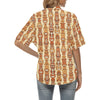 Tiki Orange Vertical Pattern Women's Hawaiian Shirt