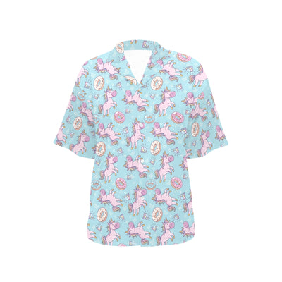 Donut Unicorn Pattern Print Design DN016 Women's Hawaiian Shirt