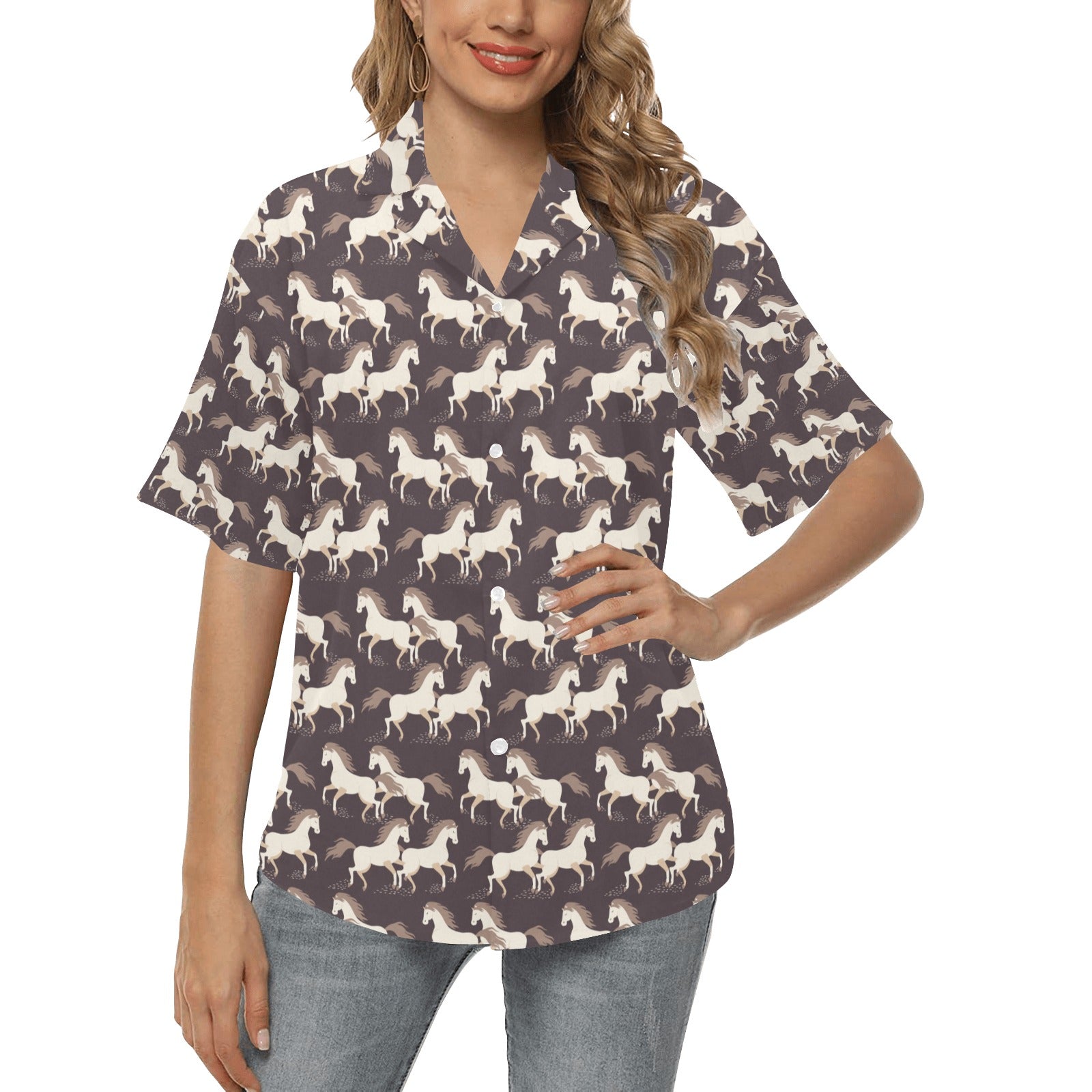 Horse Print Design LKS304 Women's Hawaiian Shirt