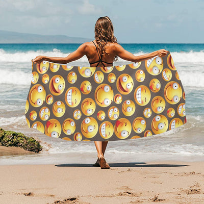 Smiley Face Emoji Print Design LKS303 Beach Towel 32" x 71"