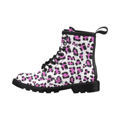 Leopard Pink Skin Print Women's Boots