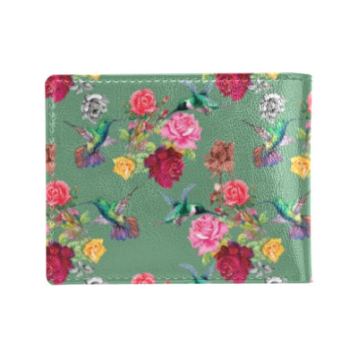 Hummingbird with Rose Themed Print Men's ID Card Wallet