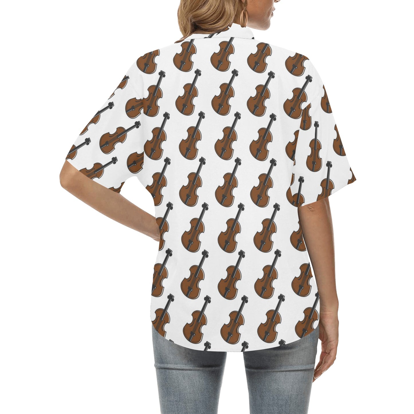 Violin Print Design LKS405 Women's Hawaiian Shirt
