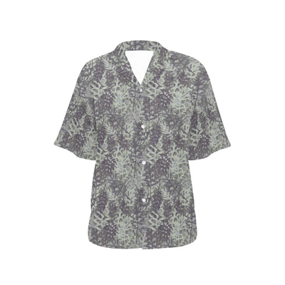 Camouflage Fern Pattern Print Design 05 Women's Hawaiian Shirt