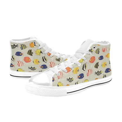 Angelfish Print Design LKS401 High Top Women's White Shoes