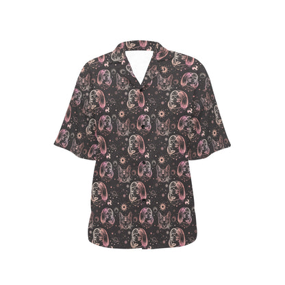 Third Eye Girl Cat Print Design LKS305 Women's Hawaiian Shirt