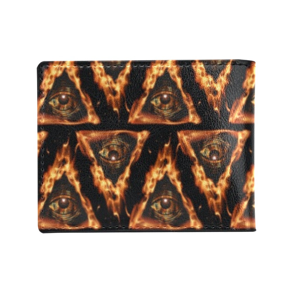 Eye of Horus in Flame Print Men's ID Card Wallet