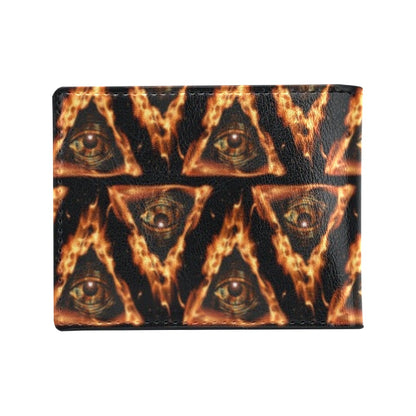 Eye of Horus in Flame Print Men's ID Card Wallet